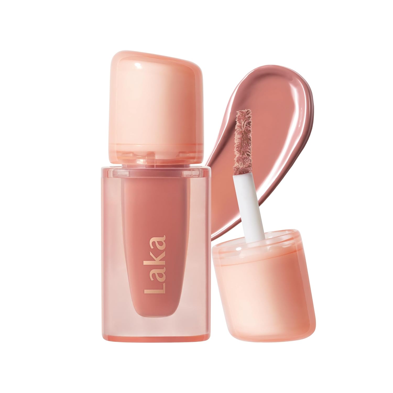 Laka Jelling Nude Gloss Mini, 1.9g/0.07oz, Aceite labial hidratante traslúcido sin manchas, no pegajoso, brillo nutritivo para un aspecto fresco y brillante, vegano, maquillaje de belleza limpia
