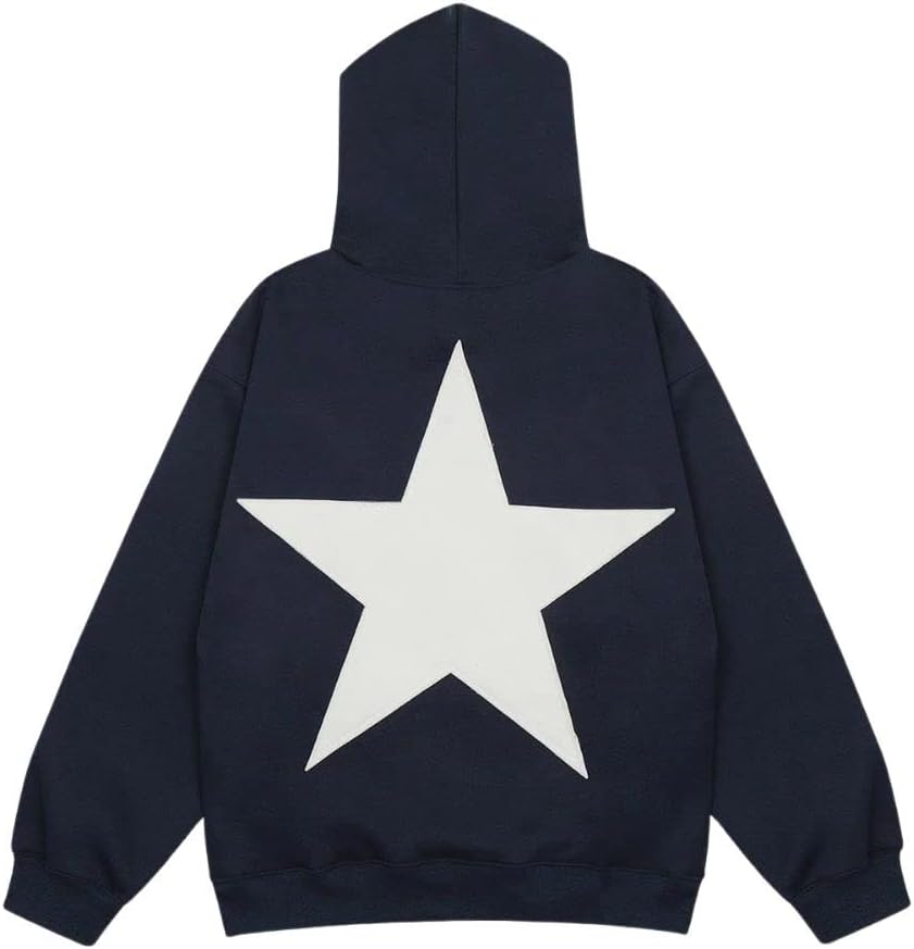 Aelfric Eden Sudaderas con capucha de estrellas Y2k de gran tamaño con estampado gráfico estilo 90s con cuello redondo de manga larga sudaderas con capucha estilo Pullover