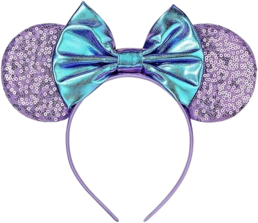 Pink Minnie Ears Headband Hair Band for Women Girls Fashion Design (Red Christmas Flake)