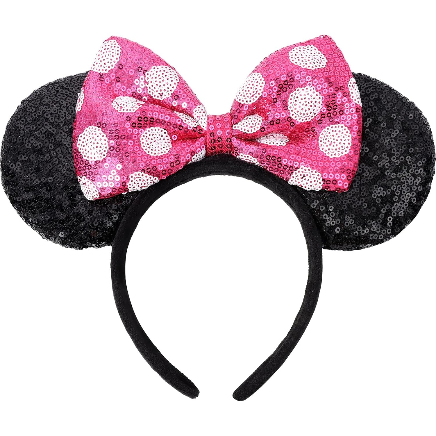 UNSPAZ Diadema de orejas de ratón, orejas de ratón para mujeres y niñas con perla, orejas de parque para viajes, decoraciones de cumpleaños, accesorios para el cabello (azul bebé)