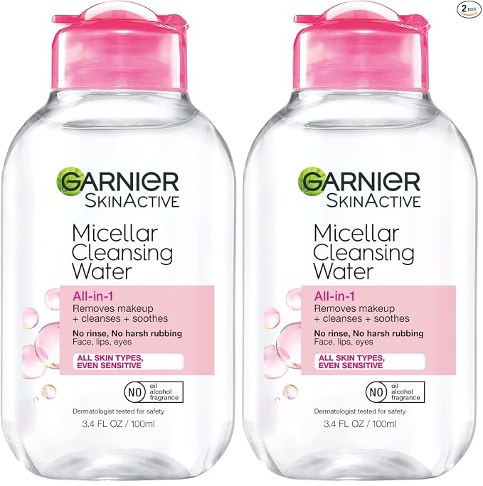 Agua micelar Garnier, limpiador facial hidratante y desmaquillante, adecuada para pieles sensibles, vegana, sin crueldad animal, 13.5 fl oz (400mL), 1 unidad