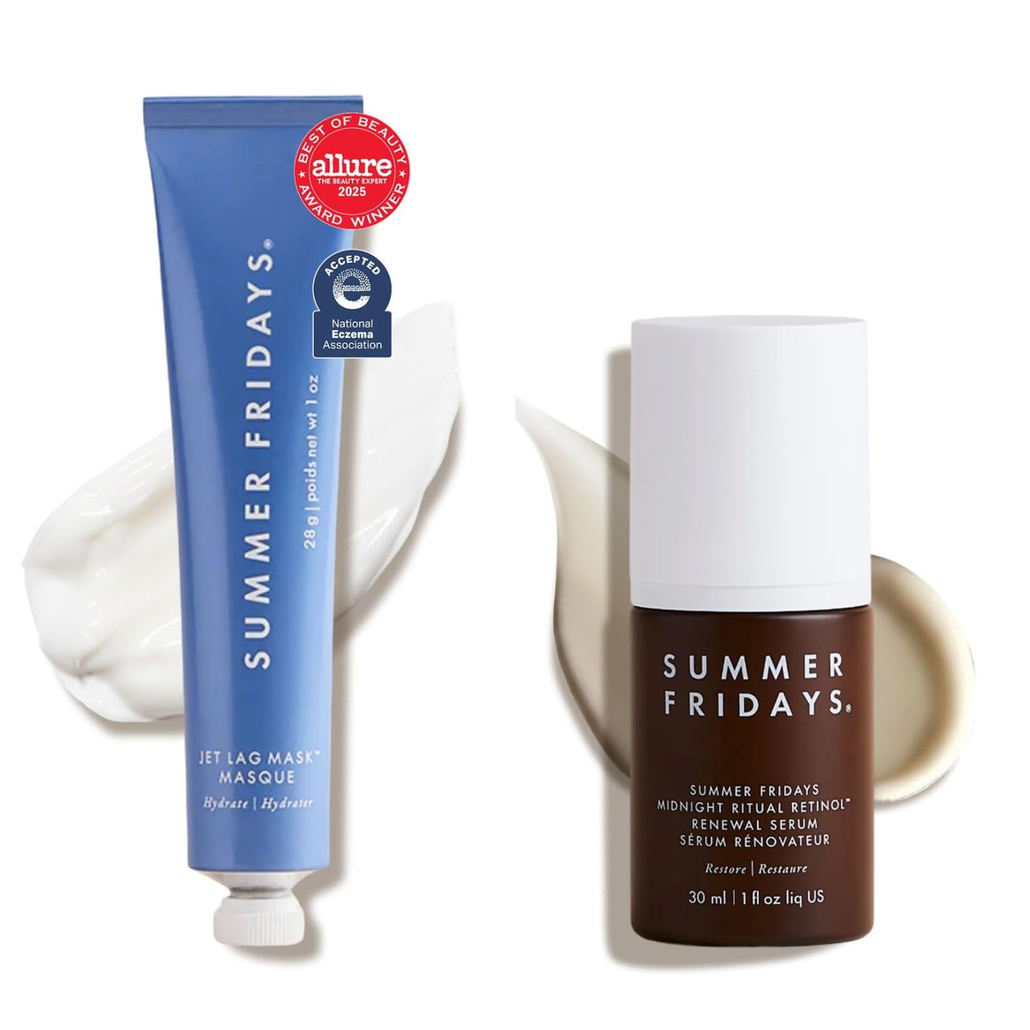 Summer Fridays Hydration Trio - Máscara de jet lag tamaño viaje + bálsamo labial de tamaño completo en chocolate caliente + malvavisco tostado, juego de cuidado de la piel para tez hidratada + labios