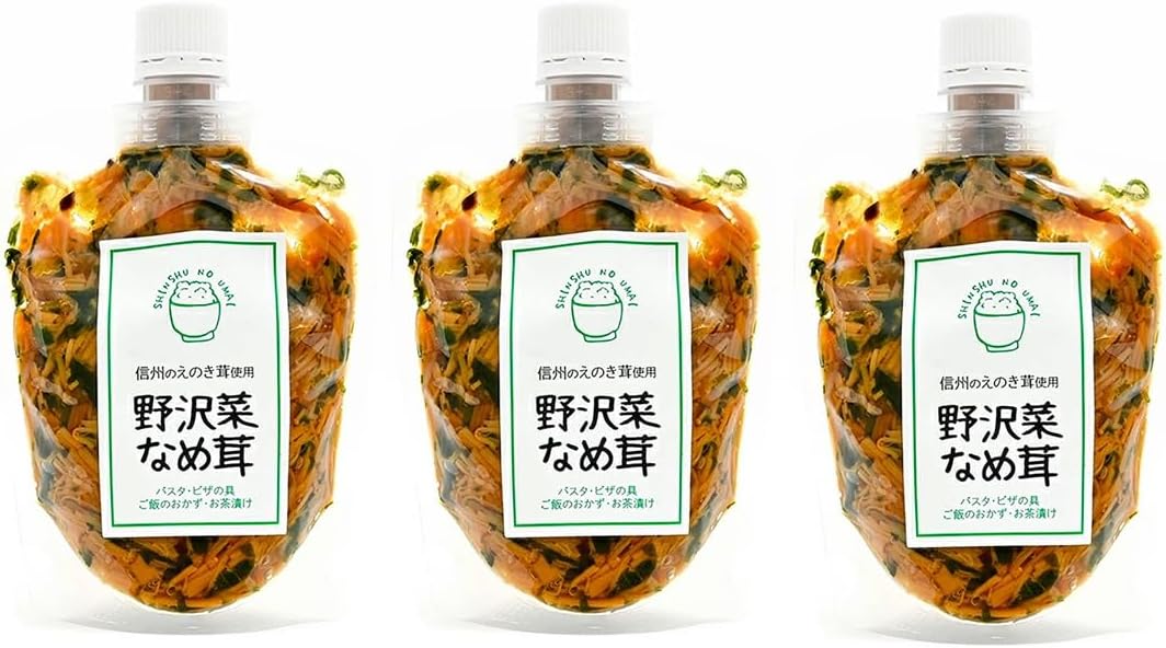 Shinshin Pickles, Enoki Mushrooms in Shinshu, Nozawa Vegetable Nameitake Mushrooms, 6.3 oz (180 g) (2 Bags)