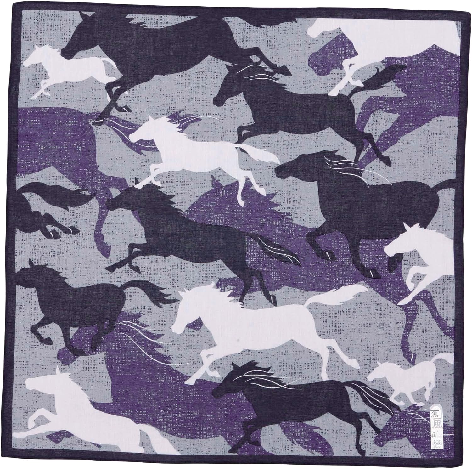 Yamamoto Hinshoten Banana Style Handkerchief, Horse Cha, 1540-A, Made in Japan, Japanese Pattern, Inbound Souvenir