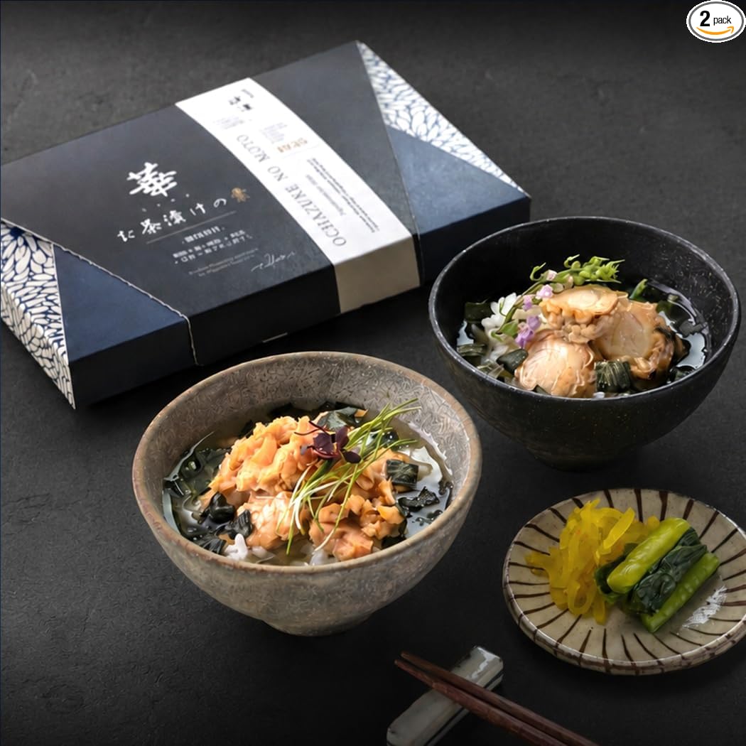 Onakamoto Premium Chazuke Gift Megumi Tea House ("Coloring" _/4 Servings / Izu a _ Kaneki Sea Plum, Ginemi Salmon, Scallops, Kishu Nankaka Plum, 1 Servings Total 4 Servings / Carrying Bag Included)