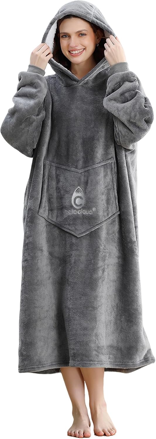 Manta con capucha de gran tamaño, sudadera de manta portátil, forro polar sherpa ultra suave, cómoda sudadera con capucha