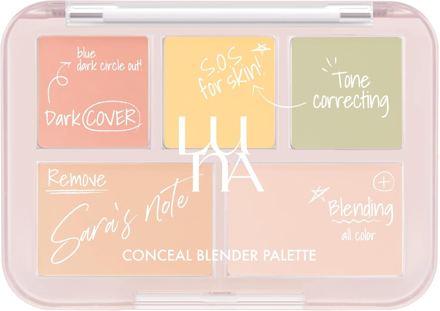 LUNA Conceal Blender Palette, No. 5 Tone Reset Cover, 0.2 oz (6 g), Multi-Cover, High Adhesion, Korean Cosmetics