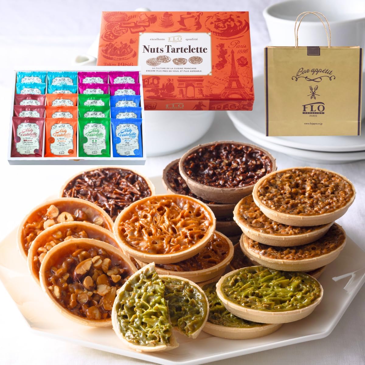 FLO PRESTIGE 6 Types of Tartlets Gift Medium Box of 15 with Carry Bag