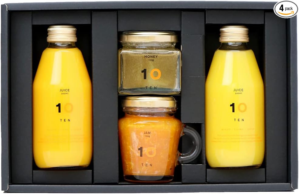 TP561GI 10FACTORY Gift Ehime Mandarin Juice, Ehime Mikan, 100% Juice, 10 Bottles (6.8 fl oz (200 ml), Set of 10 Types, Boxed, Wrapped, Compatible with Iron Paper, Tote Bag Included, High Quality, No Additives, Made in Japan, For Home Celebrations