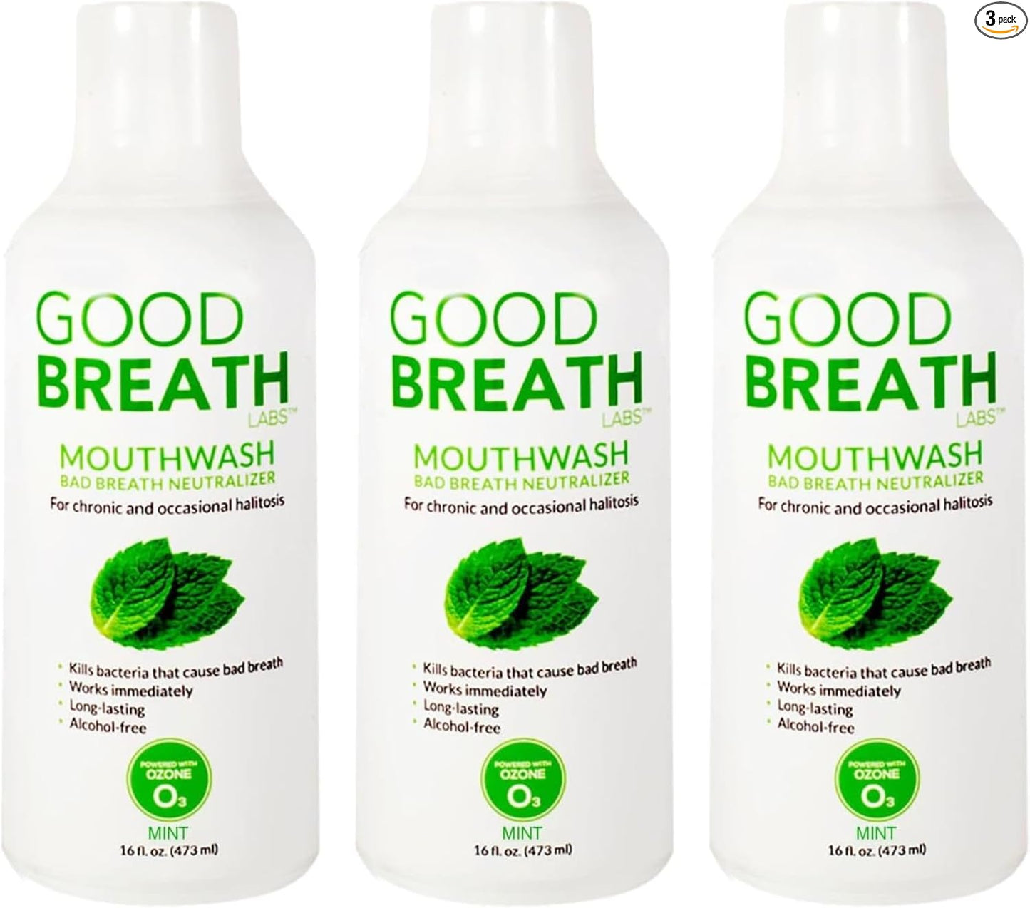 Goodbreath - Enjuague bucal de menta para halitosis crónica - Nueva tecnología de ozono enjuague oral - Tratamiento de halitosis y neutralizador del mal aliento - Enjuague bucal para enfermedades de