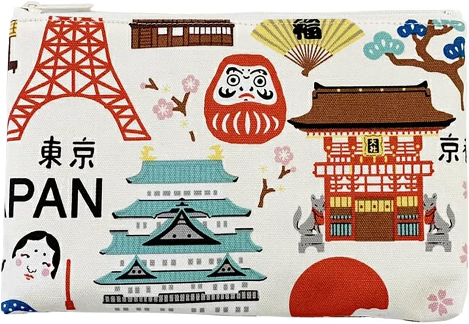 Kyoyu Pouch, Hello Nippon, Tokyo, Kyoto, Mount Fuji, Kaminarimon, Kinkaku-ji, Castle, Made in Japan, Cotton