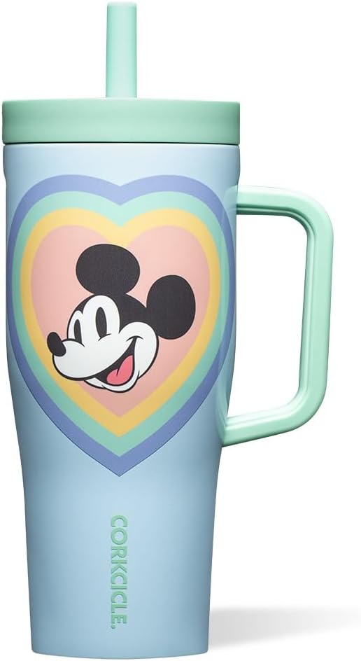 Corkcicle Cruiser Vaso Térmico Aislado con Asa y Pajita - Mantiene las Bebidas Frías 20 Horas - Triple Aislamiento - Regalo de Bebidas de Verano - Mantiene las Bebidas Heladas - 40 oz - Princesa