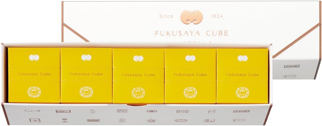 Castella Fukusaya Morning Glory Cube Gift Set, Set of 5, Includes Carrying Bag
