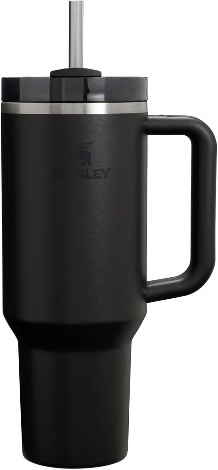 Stanley Quencher H2.0 - Vaso de acero inox. con asa, pajilla y tapa FlowState giratoria de 3 posiciones; aislamiento térmico/sin BPA; apto p/portavaso p/viaje; 30 oz, coral dorado (Goldenrod Coral)