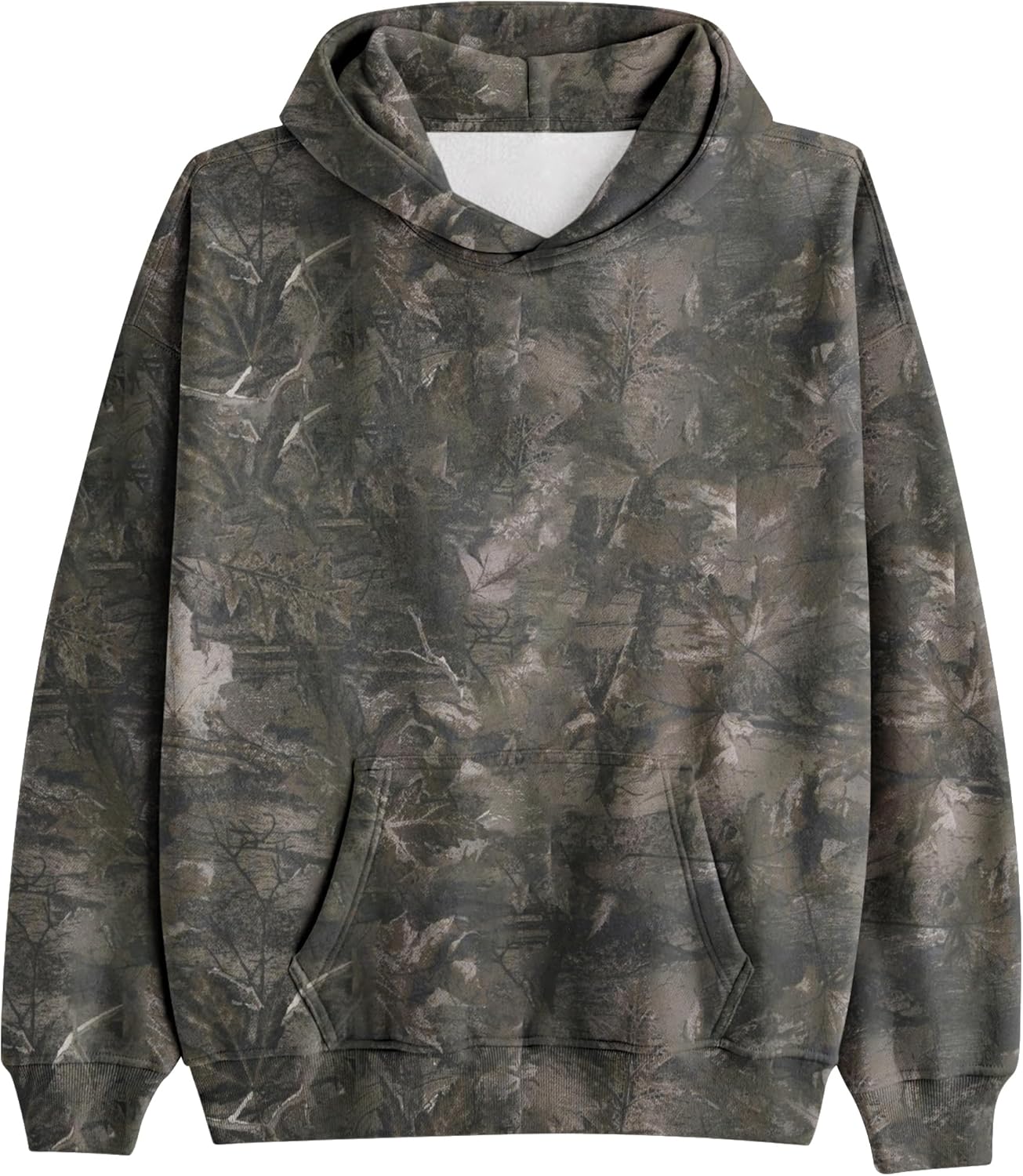 MSBESYOR Sudadera con Capucha de Camuflaje para Hombre y Mujer, Sudadera con Capucha de Forro Polar de Gran Tamaño con Hoja de Arce, Sudadera con Estampado Gráfico y Bolsillo