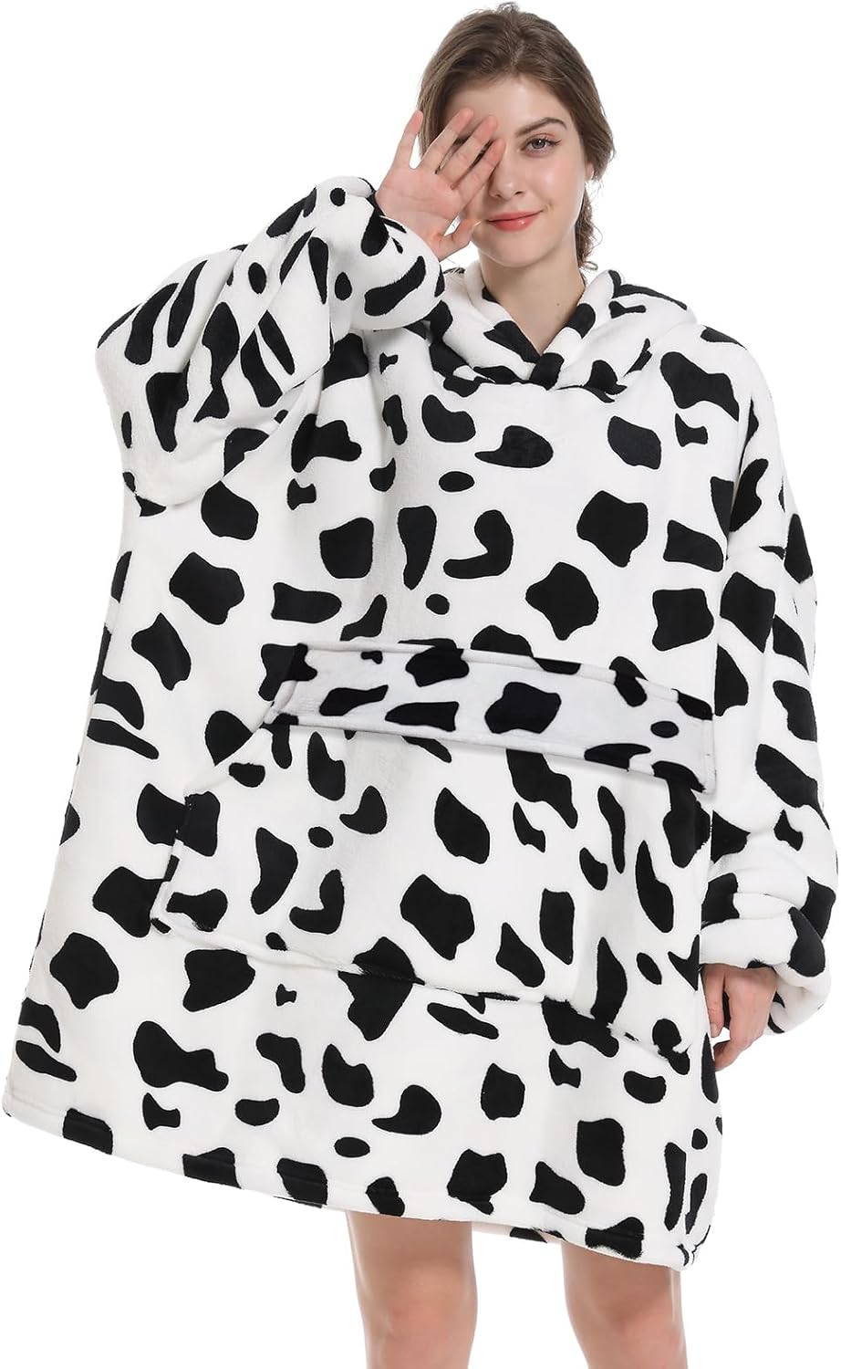 Manta con capucha portátil, sudadera con capucha esponjosa extragrande para mujeres, sudadera de sherpa cálida y acogedora de regalo, talla única para todos