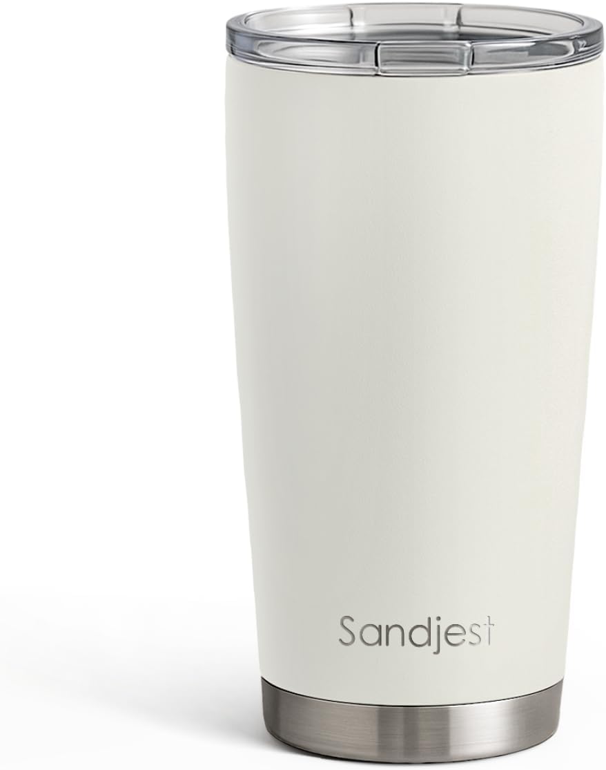 SANDJEST Vaso de acero inoxidable de 20 onzas, taza aislada al vacío de doble pared con tapa, taza de café de viaje para mujeres, niñas, amigos, hermanas, cumpleaños, Navidad (turquesa pálido)