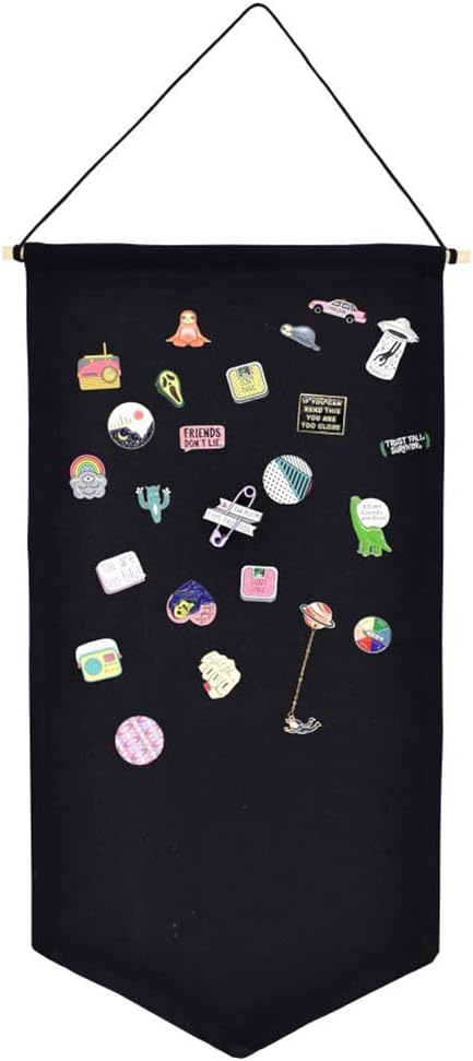 2 piezas organizador de broches para colgar en la pared, soporte de exhibición de joyas de lienzo, soporte para pines de esmalte, soporte para colgar banderines, organizador de aretes y