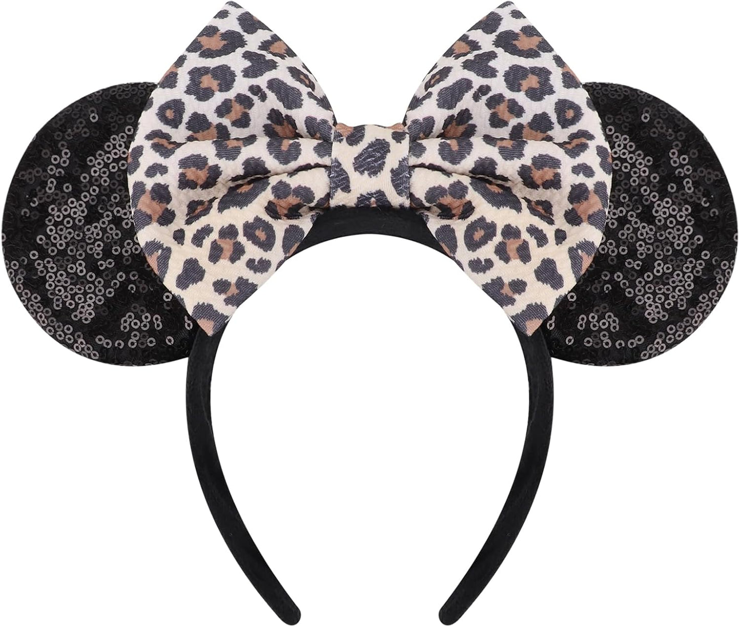 AQOKKA Mouse Ears Headband with Bow and Minnie Ears Hair Accessories for Women Girls Birthday Party Decoration