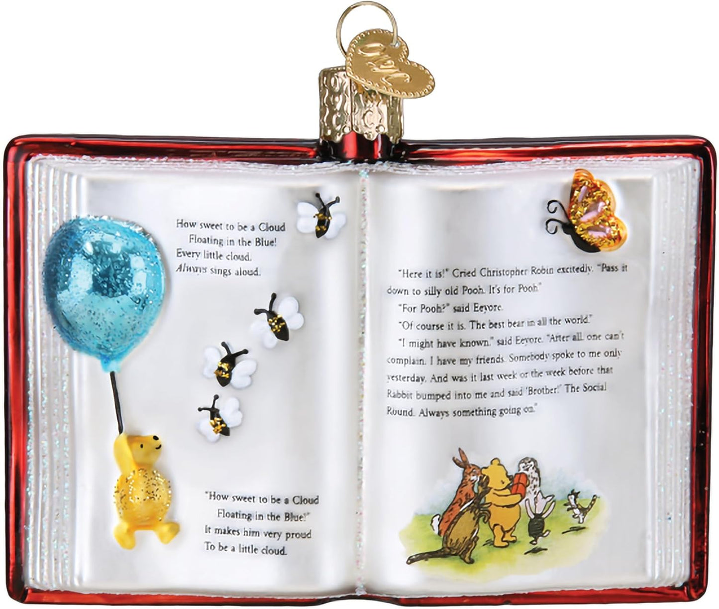 Old World Christmas - Adorno de vidrio soplado Eeyore para árbol de Navidad, decoración festiva hecha a mano, colección Winnie The Pooh