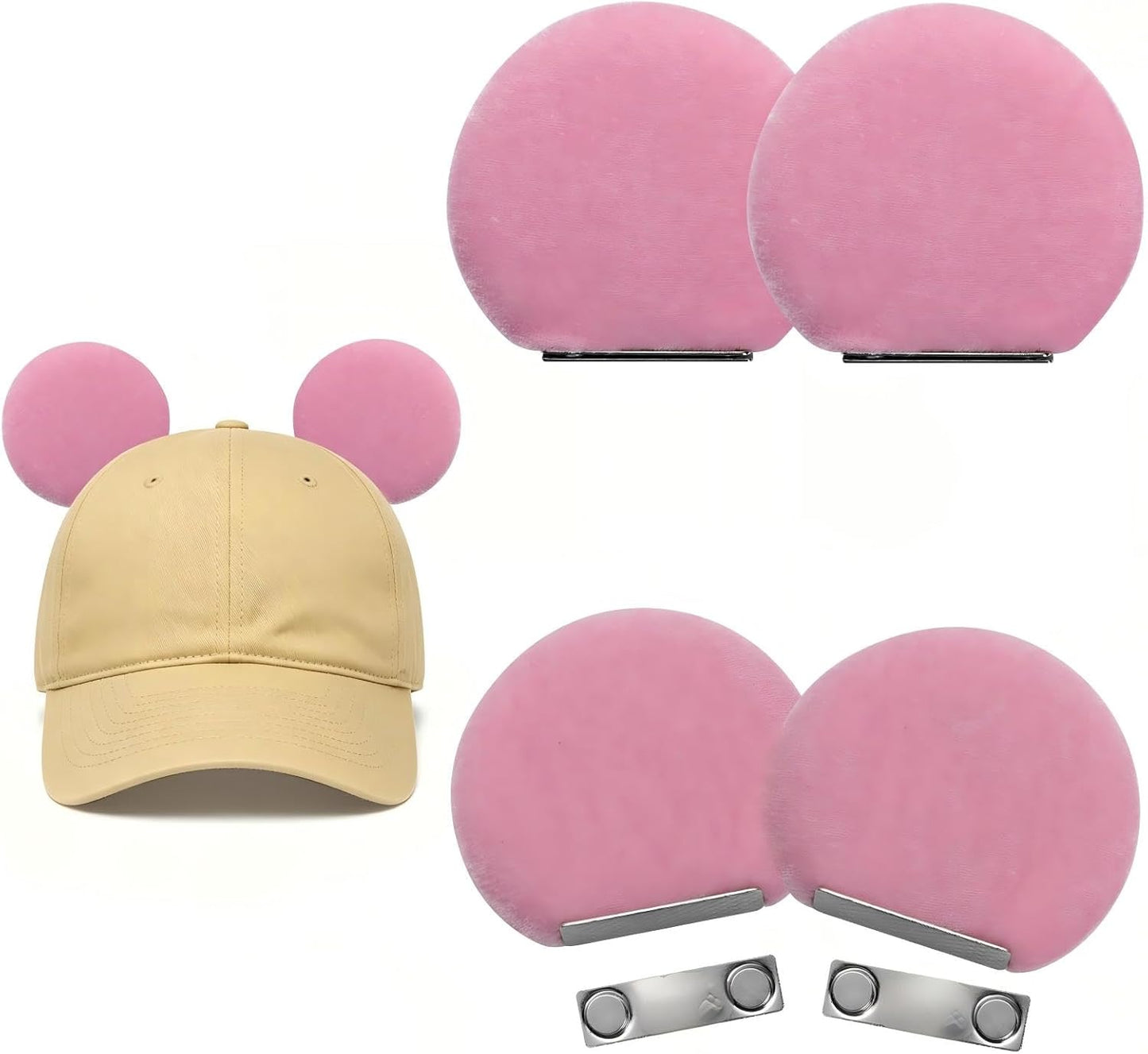 ZIYIZE 4 orejas de ratón magnéticas para sombreros, orejeras magnéticas extraíbles para gorra