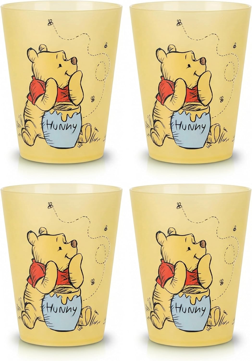 Vasos de plástico reutilizables de Disney – Paquete de 4 vasos de plástico para beber de 16 oz con diseños de Mickey, Stitch, Pooh o Disney100 – Sin BPA, apilables, seguros para lavavajillas en la