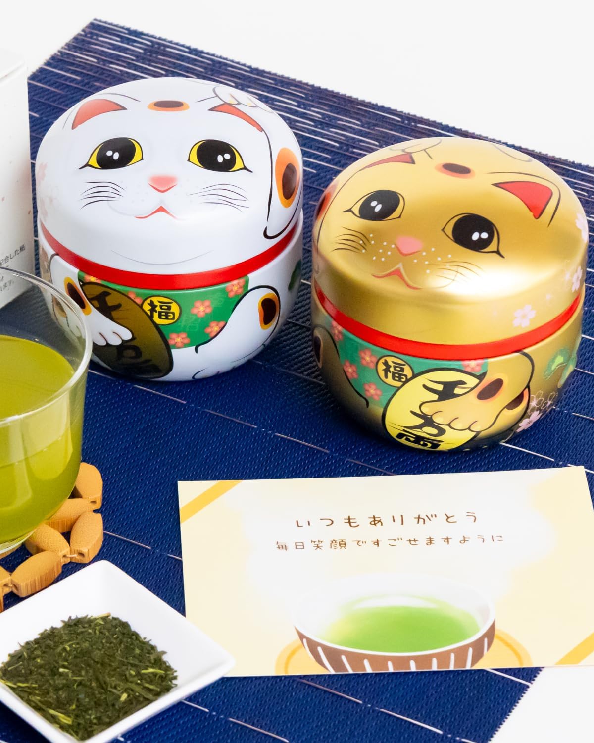 Arawataen Shizuoka Tea, Maneki Neko Tin, 2.8 oz (80 g) x 2 Bottles, Boxed, Green Tea, Gift, Tea Leaves, Deep Steamed Tea