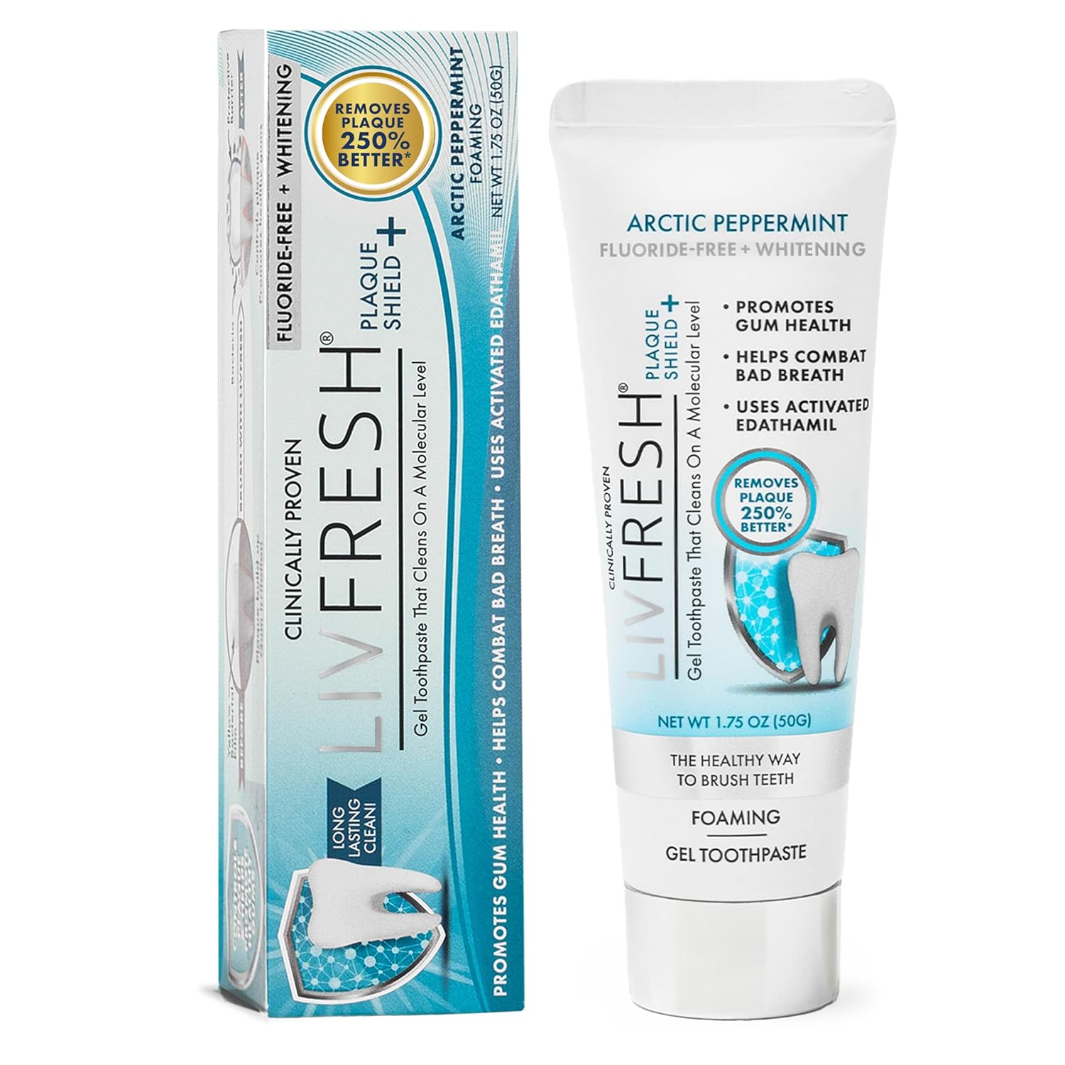 LivFresh Gel de pasta de dientes, clínicamente probado para eliminar la placa un 250% mejor, mejora la salud de las encías un 190% mejor, previene y reduce el sarro, refresca el aliento, gel dental