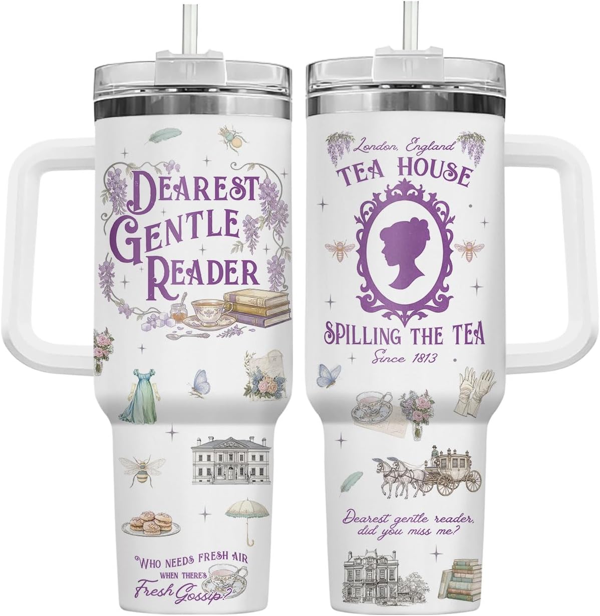 34HD Vaso de princesa rana de 40 onzas, taza de viaje aislada de acero inoxidable con asa y tapa con pajilla, regalo de cumpleaños, taza de películas de princesa de cuento de hadas para mujer