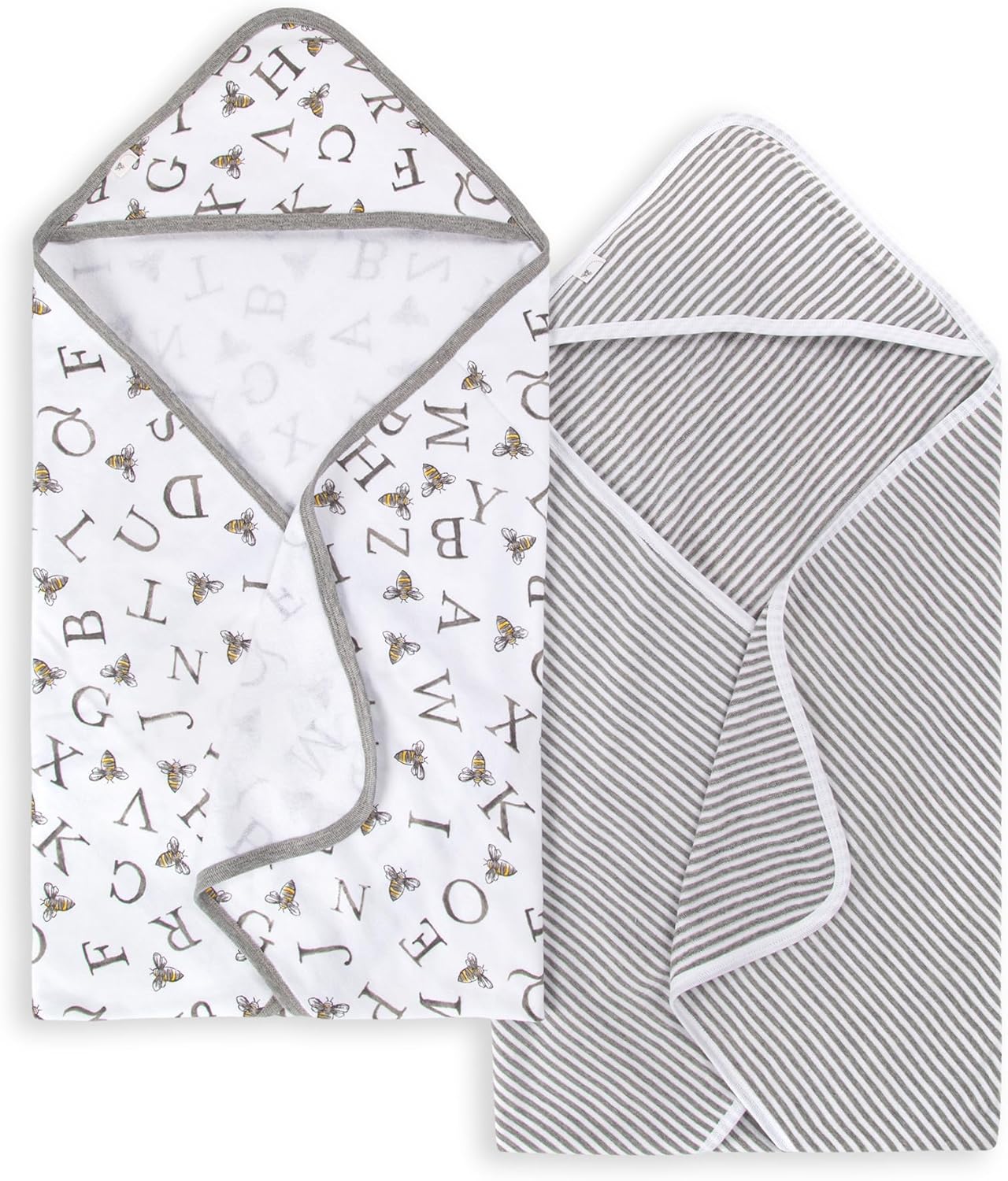 Toalla orgánica con capucha de una sola capa para bebé de Burt's Bees Baby, Paquete de 2, Pequeños patos | Toalla con capucha de algodón 100% orgánico de rizo suave y absorbente que es duradera y suave, mide 29 x 29 pulgadas