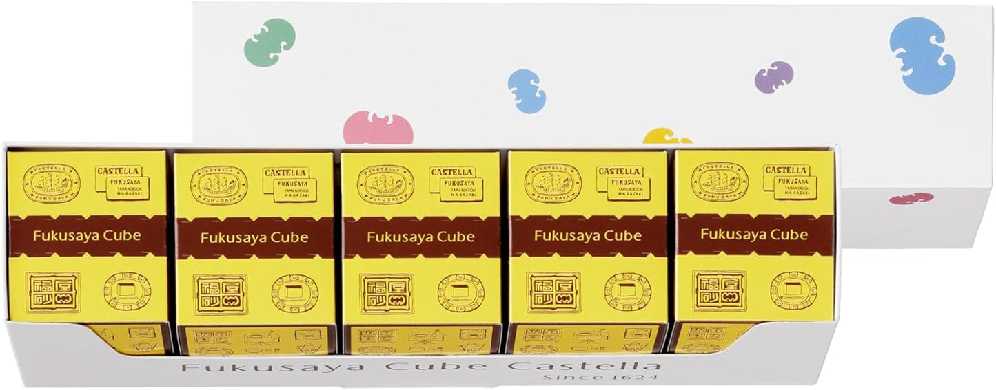 Castella Fukusaya Morning Glory Cube Gift Set, Set of 5, Includes Carrying Bag