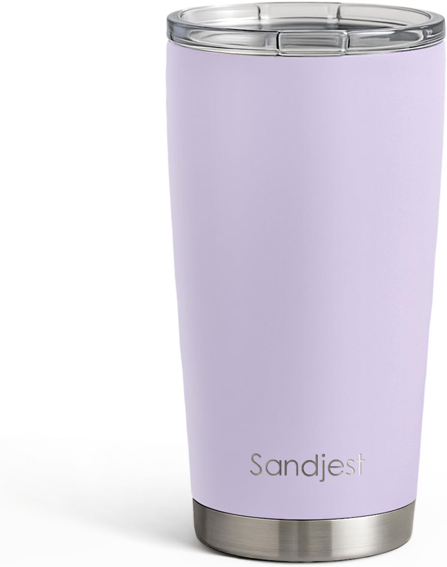 SANDJEST Vaso de acero inoxidable de 20 onzas, taza aislada al vacío de doble pared con tapa, taza de café de viaje para mujeres, niñas, amigos, hermanas, cumpleaños, Navidad (turquesa pálido)