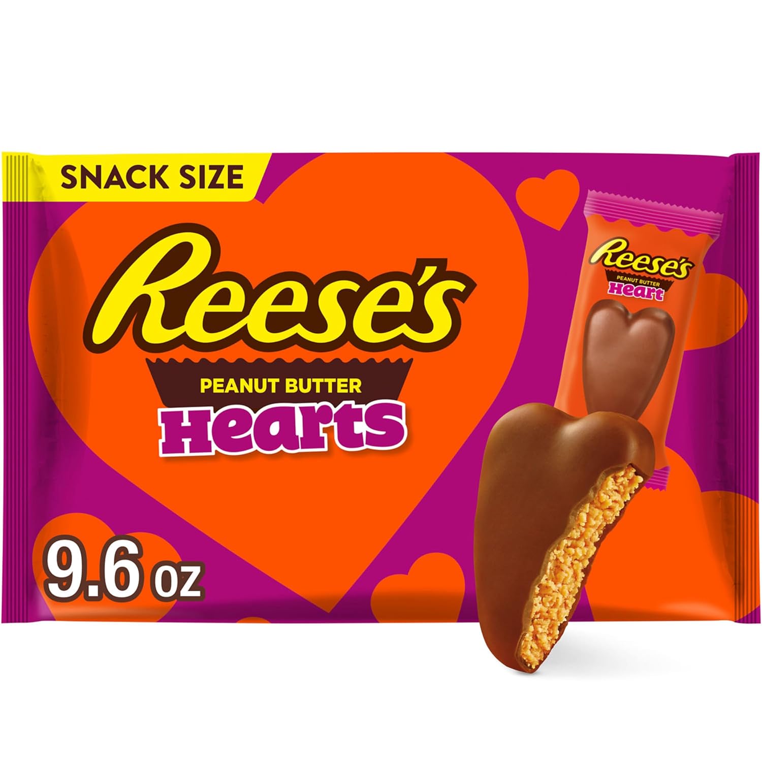 Reese's Milk Chocolate Peanut Butter Hearts, Valentine's Candy Packs, 1.2 oz (6 Count)
