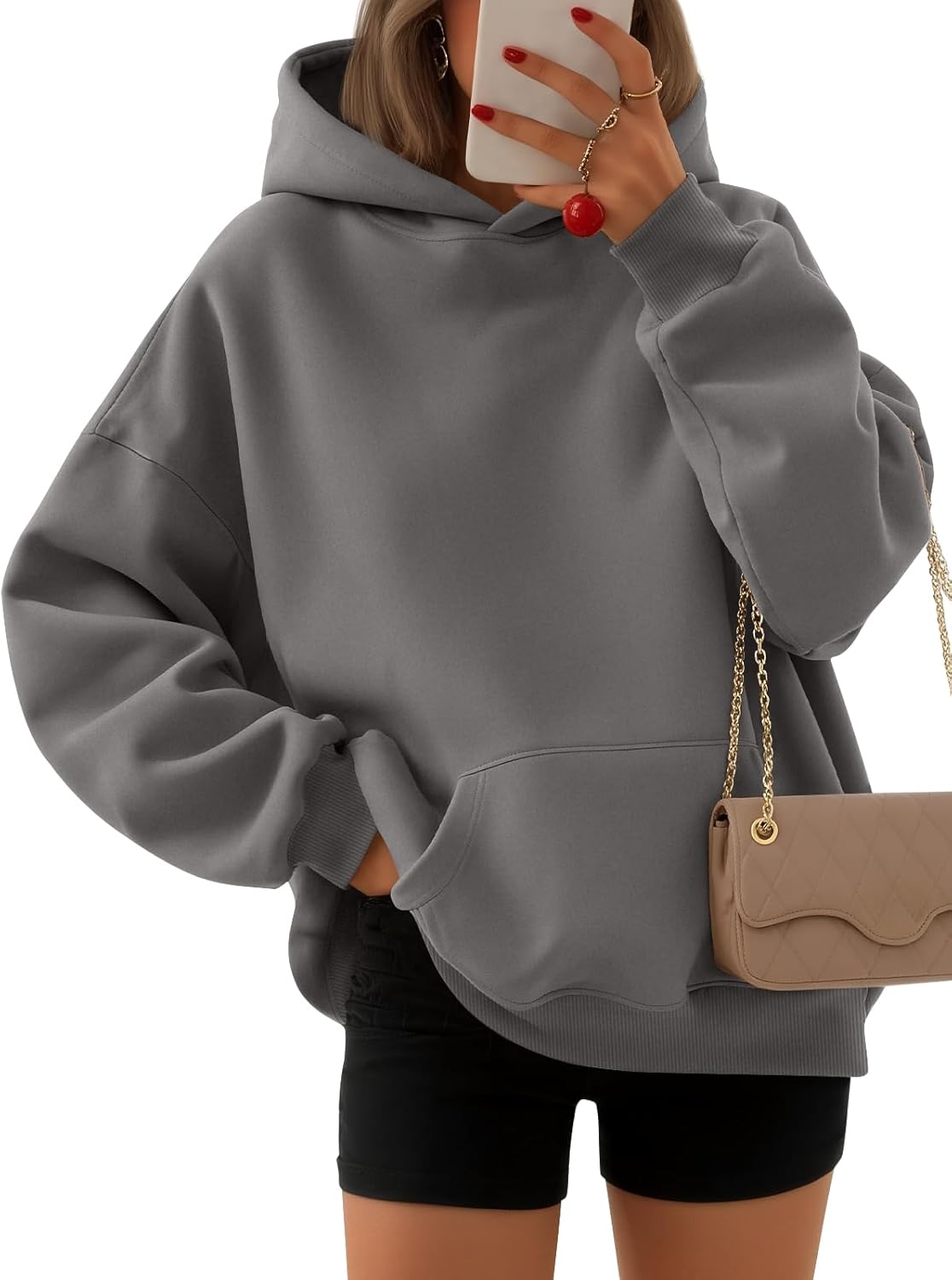 EFAN - Sudadera con capucha para mujer - Sudadera de vellón sobredimensionada con mangas largas para otoño e invierno, ropa de moda inspirada en el estilo Y2K