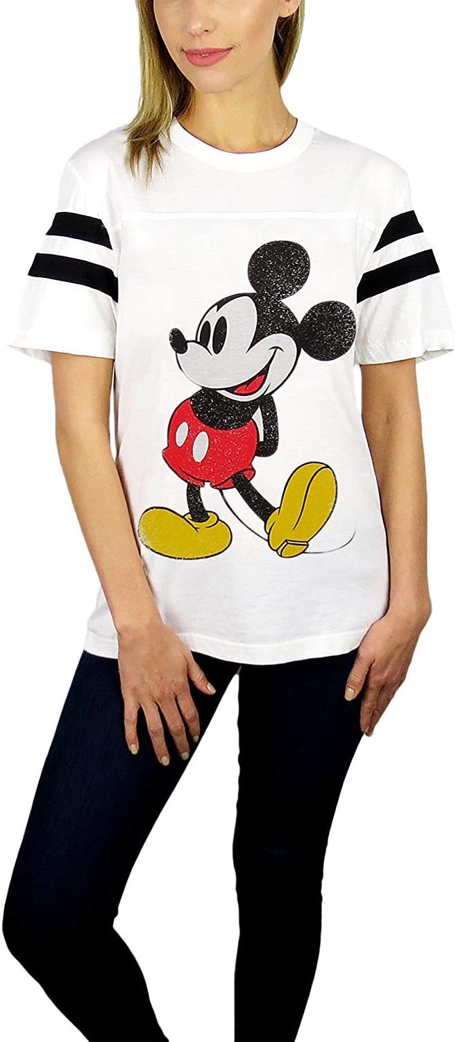 Disney Camiseta de fútbol americano Minnie Mouse Varsity para mujer