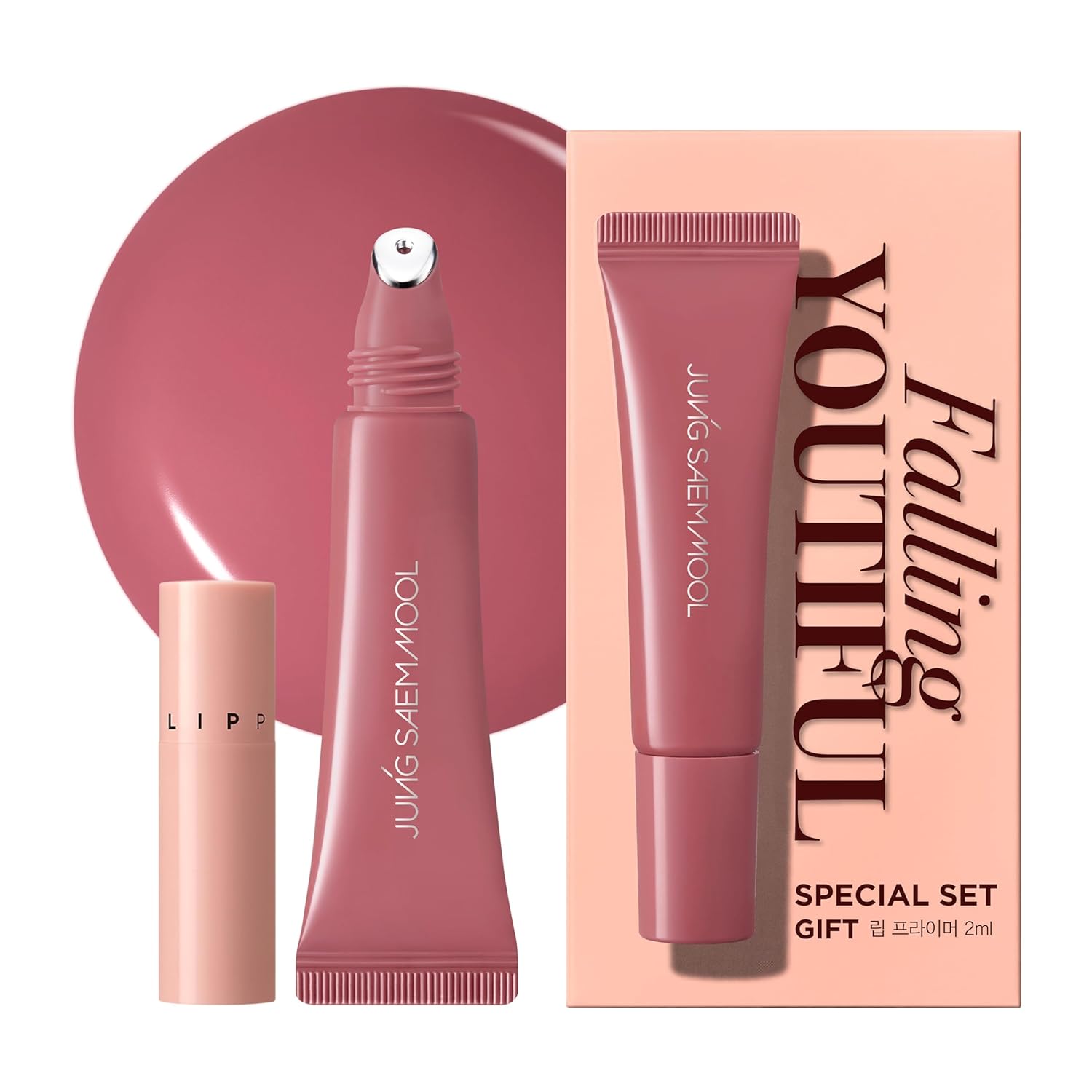 JUNG SAEM MOOL LIP-PRESSION - Brillo de labios de metal | Brillo labial tintado hidratante con un aplicador de metal de precisión higiénico e ingredientes infundidos en suero, brillo de labios coreano (rosa doze)