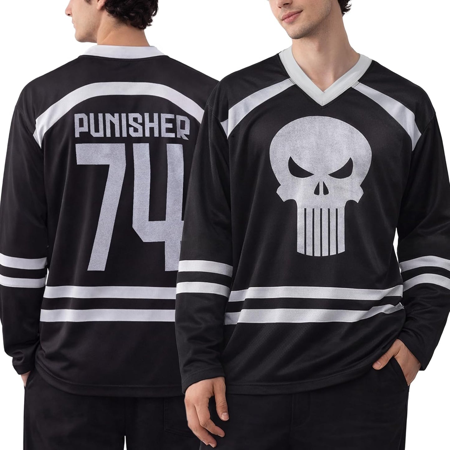 Marvel Jersey de hockey para hombre - Spider-Man Punisher y Mickey Mouse Camisetas clásicas de manga larga con gráfico de malla para hombres | Vibrant Marvel Graphics, Breathable Mesh Fabric, Long Sleeve, Relaxed Fit, Size Runs Large