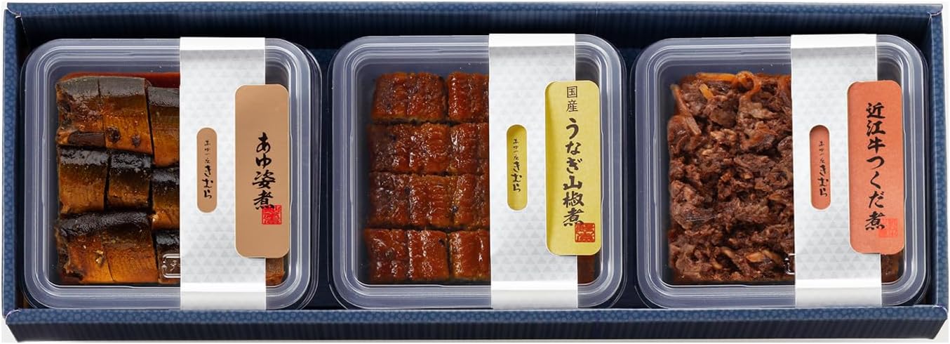Ayu no Shop Kimura Tsukudani Omi Beef Tsukudani Wakasagi Ayu Simmered Whole Fish Fillets 3-piece Assortment Gift Japanese Cuisine Side Dish Popular Set / 3TS