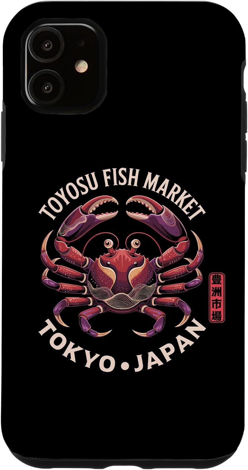 豊洲魚市場 東京ジャパン かに 漢字 お土産 スマホケース iPhone 15 Plus 用