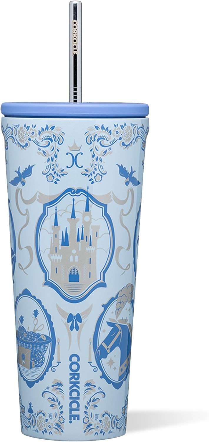 Corkcicle Vaso frío de Disney, mantiene las bebidas frías durante 12 horas, acero inoxidable con triple aislamiento, popote y tapa de rosca, regalo de verano, mantiene las bebidas frías - 24 onzas