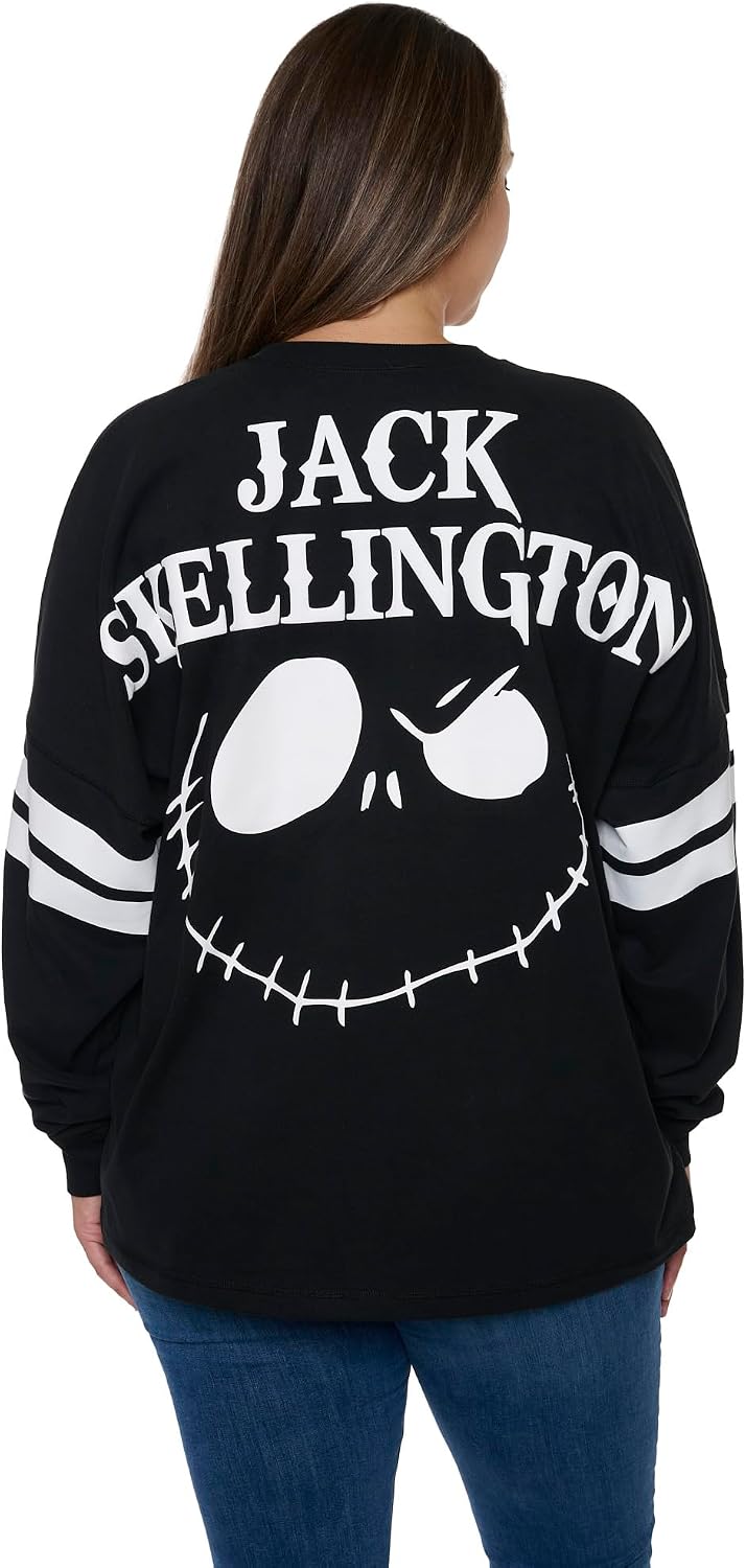 Disney Womens Long Sleeve Jersey Oversized Skellington