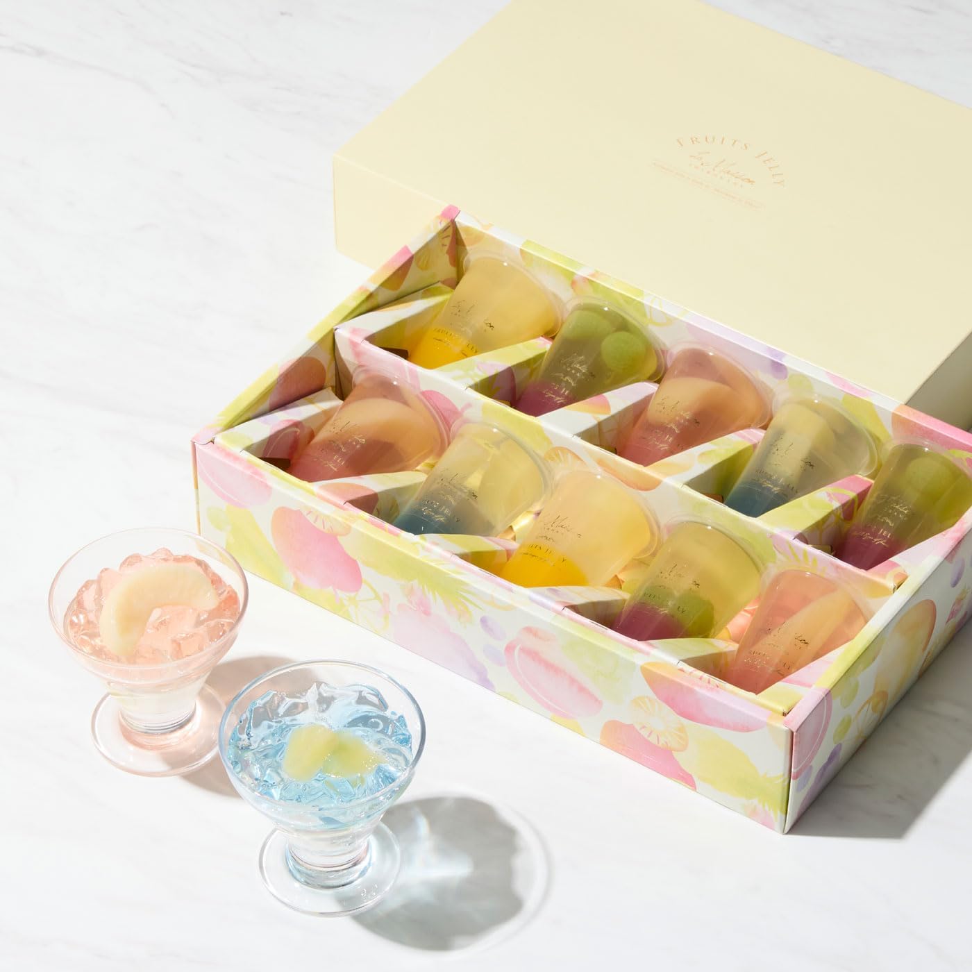 La Maison White Gold 2-Layer Fruit Jelly, Set of 10, Candy Sweets, Summer Gift, Assorted, Packaged, Individually Packaged, Room Temperature Storage, Gift