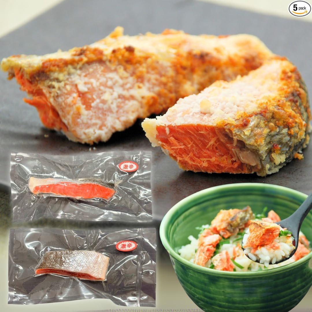 Kama-no-Shou SNS Topic Spicy Red Salmon Fillet 10 Cuts Bulk Buy Bodakko Spicy Salt Salmon Bento Akita Shake Sake Beni-Shake Side Dish Frozen | Spicy Salmon Lunchbox Akita Shake, Basket, Sides, Frozen