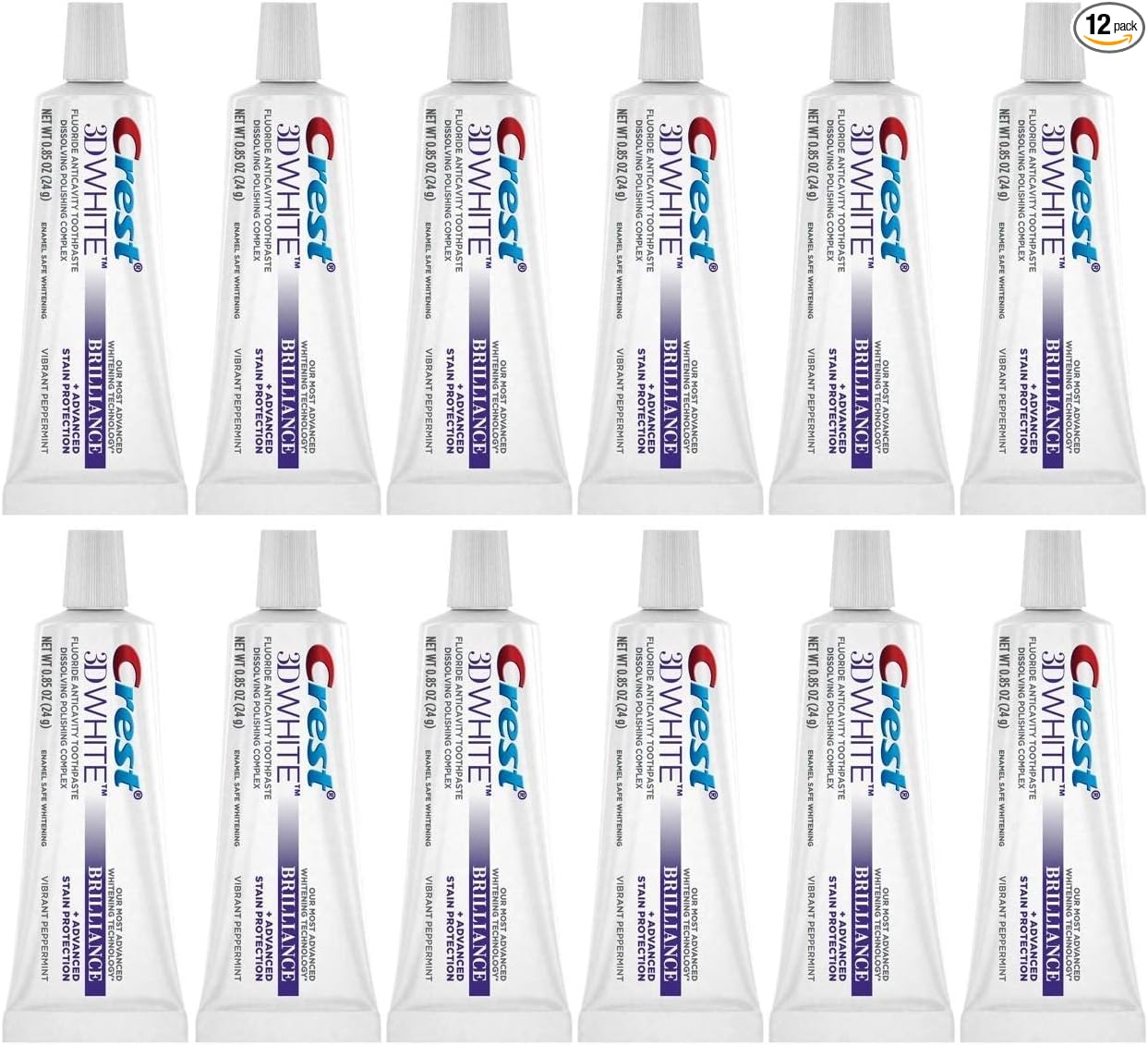 Crest 3D White Advanced, Teeth Whitening Toothpaste for Adults, 3.7 oz, 4 Pack, Cavity Protection Fluoride Toothpaste, Strengthens Enamel, Travel Size Toiletries