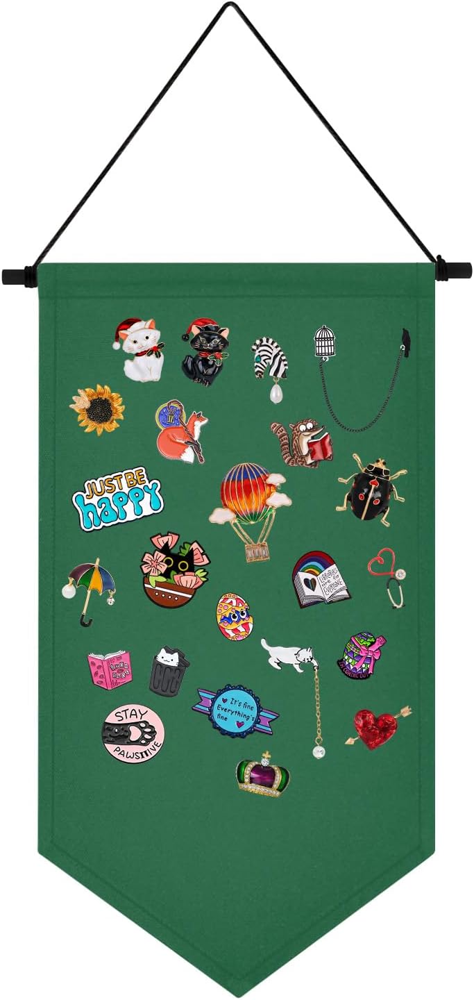 2 piezas organizador de broches para colgar en la pared, soporte de exhibición de joyas de lienzo, soporte para pines de esmalte, soporte para colgar banderines, organizador de aretes y