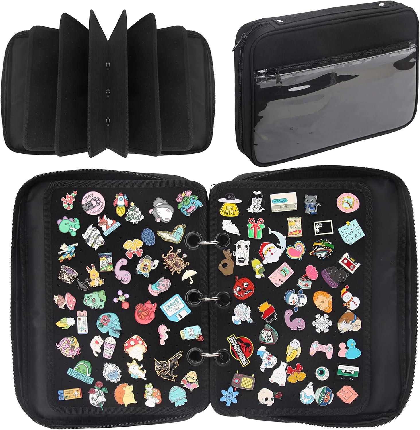 Estuche de Transporte para Pines con Paginas de Exhibición de Esmalte, Estuche Organizador de Almacenamiento para Colección de Pines, Bolsa de Exhibición de Broches para Viajes (Los Pines No Están