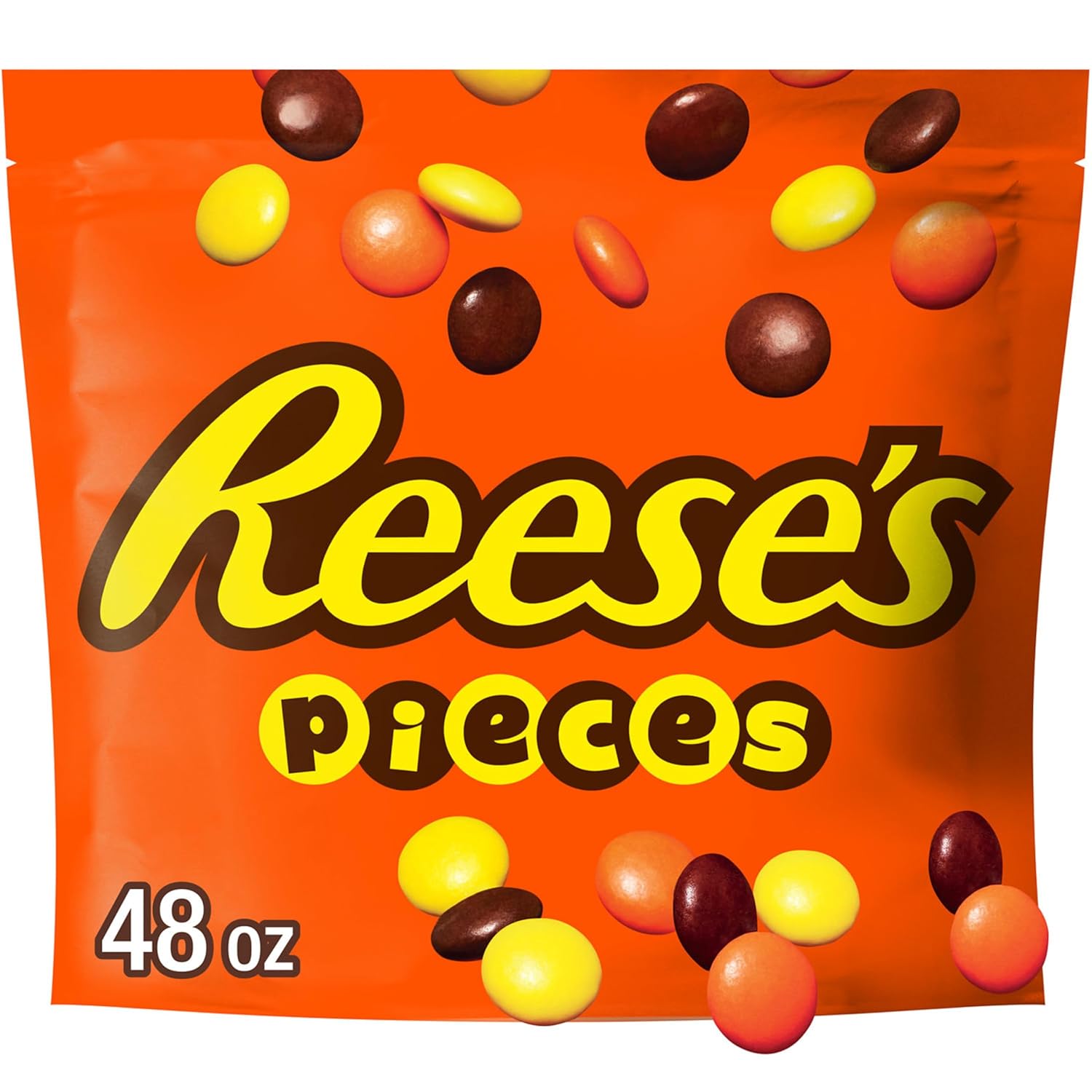 REESE'S PIECES Peanut Butter in a Crunchy Shell, Candy Bulk Bag, 48 oz (Pack of 2)
