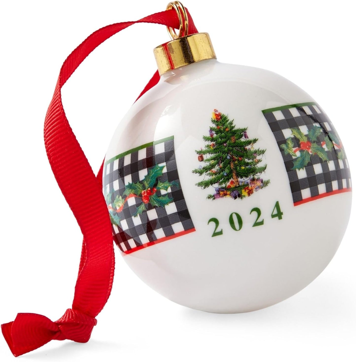 Spode Primer Adorno de Caballo 2025, Adorno de Día Festivo de Dolomite Pintado a Mano con Año Impreso, Adorno Único de Árbol de Navidad Celebrando Nuevo Hogar, Recuerdo de Vacaciones y Adorno de Árbol