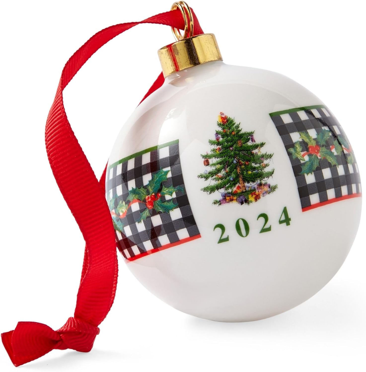 Spode Primer Adorno de Caballo 2025, Adorno de Día Festivo de Dolomite Pintado a Mano con Año Impreso, Adorno Único de Árbol de Navidad Celebrando Nuevo Hogar, Recuerdo de Vacaciones y Adorno de Árbol