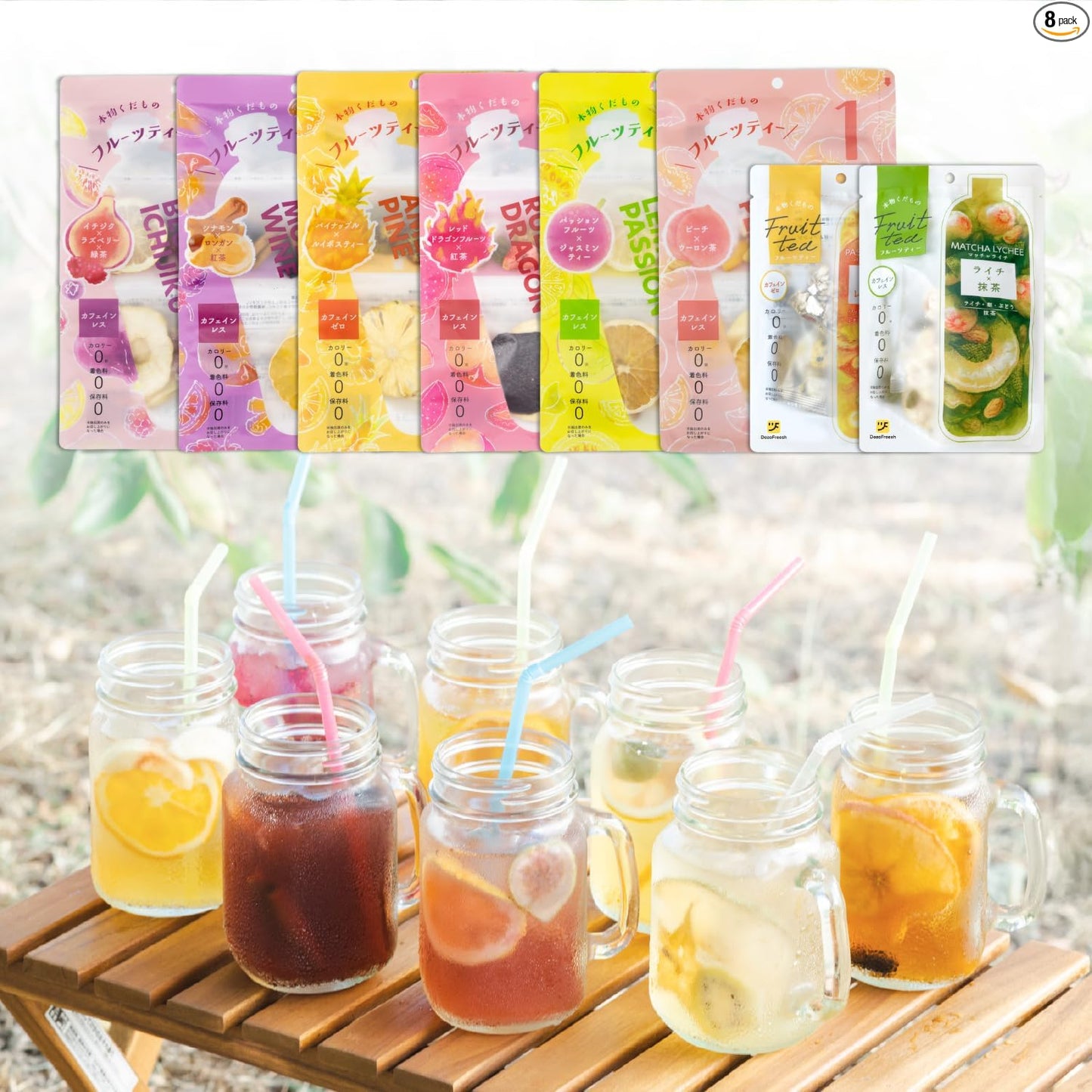 DozoFreesh Fruit Tea Dried Fruit Tea Non-Caffeinated Consumed Tea Tea Bag No Sugar Added Zero Calories Gift 4-pack